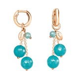 Cumpara ieftin Cercei Argint Placat Aur cu Jad Verde Acvatic Cherry, Inelari, 4cm, Detasabili, Antialergic, Cutie Cadou, Made in Italy