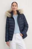 Tommy Jeans geaca de puf femei, culoarea albastru marin, de iarna, DW0DW18312