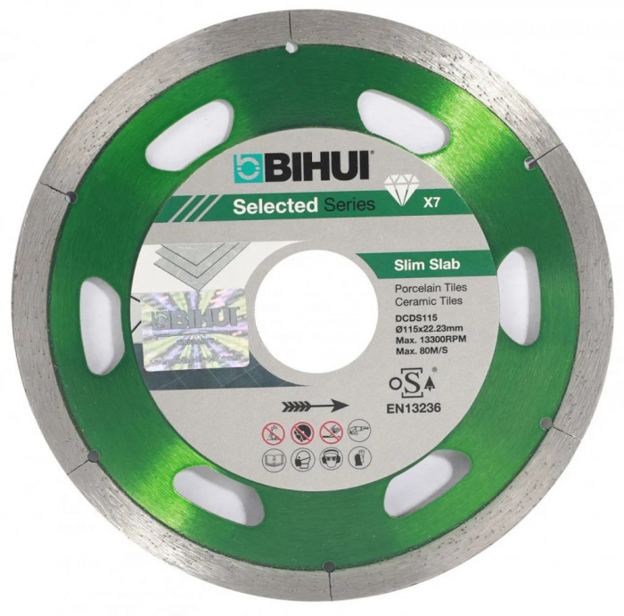 Disc Diamantat Bihui Subtire Pt. Portelan, Placi Ceramice 115x22.2 (mm) Super Premium