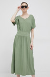 Cumpara ieftin Deha rochie din bumbac culoarea verde, maxi, evazati