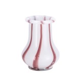 Cumpara ieftin Vaza flori sticla alba rosie 14,5 x 20 cm