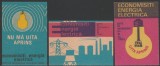 1973 Romania - Set 3 etichete de chibrituri romanesti Economisiti energia electrica