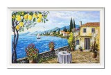 Cumpara ieftin Stefan Bilibou: Tablou cu rama living peisaj cu lamai Grecia pictat manual, Colt de rai, 110x70cm ulei pe panza, certificat de autenticitate