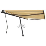 VidaXL Copertină autonomă retractabilă manual, galben/alb, 450x300 cm