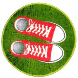 Covor Rotund Camera Copii Model Sneakers 11169-130, Marime 67 x 67 cm, Verde, Inaltime Fir 9 mm, Antialergic, Polipropilena, Gradinita, Cresa, Loc de