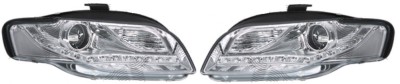 Set faruri tuning Audi A4 (B7) 11.2004-03.2008 BestAutoVest fata stanga-dreapta transparent-silver cu tip bec H9 foto