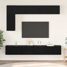 vidaXL Set comodă TV Pe perete 6 pcs Stejar negru 30.5 x 30 x 90 cm 3393247