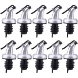 Cumpara ieftin Set 10x Dop cu picurator pentru sticle de alcool, otet, ulei, 8.5 x 3 cm, plastic cauciuc, negru argintiu