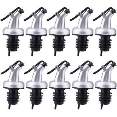 Set 10x Dop cu picurator pentru sticle de alcool, otet, ulei, 8.5 x 3 cm, plastic cauciuc, negru argintiu foto