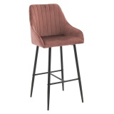 Cumpara ieftin Scaun de bar Patrin picioare metalice negre - catifea culoare mar putred