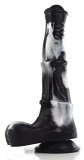 Dildo Stallion, Silicon Lichid, Negru/Alb, 25.5 cm