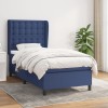 VidaXL Pat box spring cu saltea, albastru, 90x190 cm, textil