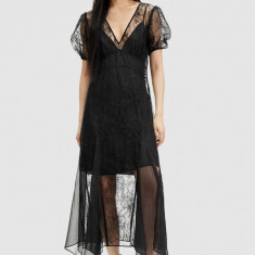 AllSaints rochie RAYNA LACE DRESS culoarea negru, maxi, evazati, WD574Z