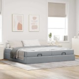 VidaXL Cadru de pat cu depozitare Gri deschis 200 x 200 cm țesătură 3399515