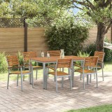 VidaXL Set de masă pentru grădină 7 pcs Gri și maro 150 x 90 x 75 cm