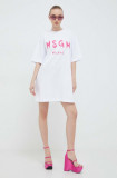 MSGM rochie din bumbac culoarea alb, mini, drept 3641MDA510.247002
