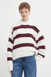 Tommy Jeans pulover din amestec de l&acirc;nă de alpaca femei, culoarea bej DW0DW21679
