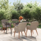 VidaXL Set de servit masa pentru grădină, 5 piese, cu perne, maro