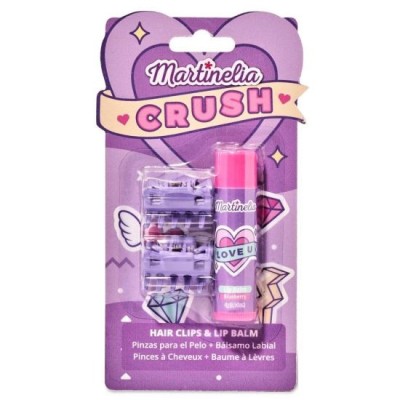 Set balsam de buze cu aroma de coacaze si 2 agrafe asortate Crush Martinelia 11101B, 4 g foto