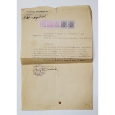 CERTIFICAT EMIS DE MINISTERUL DIRECTIUNEI ADMINISTRATIVE DIN MINISTERUL INFORMATIILOR , EMIS LA 1 AUGUST 1946