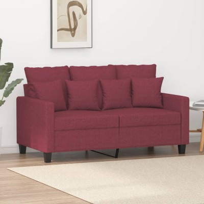 vidaXL Canapea cu 2 locuri, roșu vin, 120 cm, material textil 359265 foto