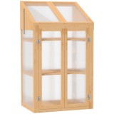 Outsunny Mini-seră, seră mică cu structură din lemn, ferestre și ușă dublă, 3 rafturi, 70L x 50L x 120&Icirc; cm, maro | Aosom Romania
