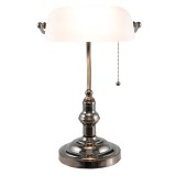 Cumpara ieftin Veioza sticla alba metal gri Tiffany 27x23x42 cm