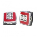 Stop LED Camion Patrat 12V/24V, 10.5x9.5cm, Pozitie, Frana, Semnalizare, Lampa numar - Omologat UE