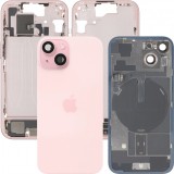 Capac Baterie Apple iPhone 15, Cu Carcasa Mijloc, Full Parts, Roz, Swap Premium