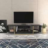 Cumpara ieftin Comoda TV Asal 150 - Negru, Gold