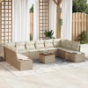 VidaXL Set de canapele pentru grădină cu pernă 11 pcs Bej Rattan poli 3348009