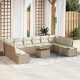 Cumpara ieftin Set de canapele pentru grădină cu pernă 11 pcs Bej Rattan poli