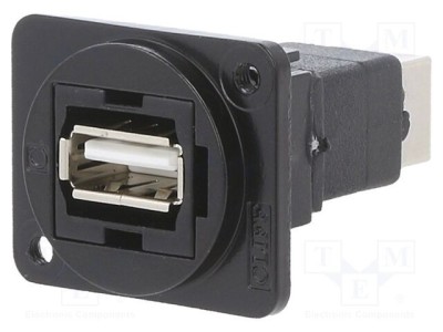 Adaptor USB A - USB B soclu, metal, USB 2.0, montare pe panou, CLIFF FT foto
