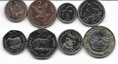 Falkland lot complet 8 monede, 1 penny - 2 pounds, UNC foto
