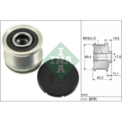 Fulie alternator Audi A3 (8P), A4 (8K), A6 (4F), Q5 (8RB), TT (FV3); Porsche Cayenne (92A); Seat Ibiza 3 (6L), Leon 3 (5F); Skoda Fabia 1 (6Y), Yeti foto