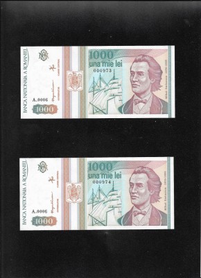 2 x 1000 1.000 lei 1993 aunc consecutive foto