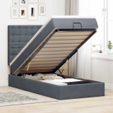 Cumpara ieftin Cadru de pat otoman cu saltele Gri &icirc;nchis 90x190cm catifea