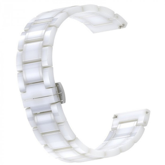 Curea ceramica, compatibila Xiaomi Amazfit BIP, telescoape Quick Release, Ceramic White