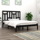 VidaXL Cadru de pat, negru, 200x200 cm, lemn masiv de pin