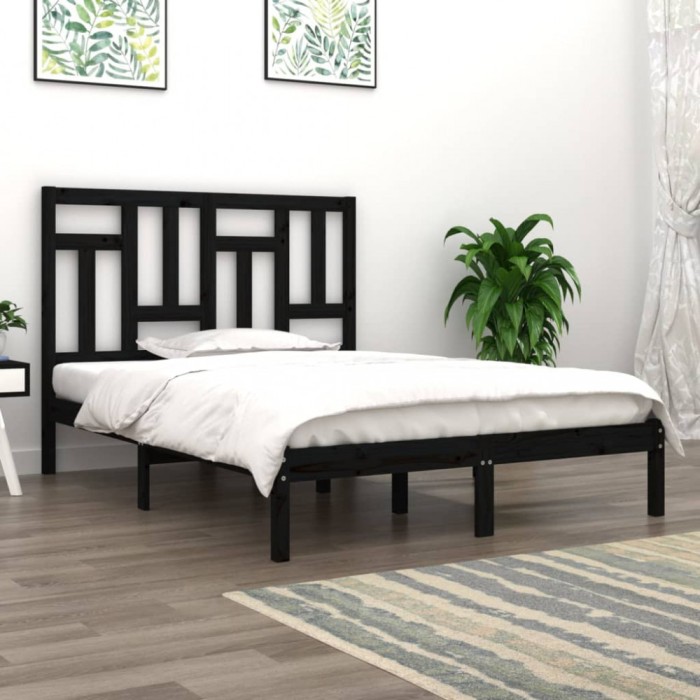 vidaXL Cadru de pat, negru, 200x200 cm, lemn masiv de pin 3104567