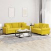 VidaXL Set de canapele cu perne, 2 piese, galben, catifea 3202276