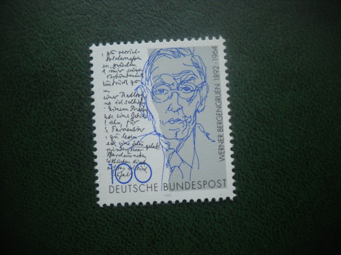 HOPCT TIMBRE MNH 829 SCRIITORUL WERNER BERGENBRUEN 1992 -1 VAL GERMANIA