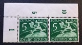 Germania (Deutsches Reich 1939) Pereche Orizontală 5Pf cu Margine Dublă (Cifre de Coală "1", "5", "10") (MINT / Neștampilată) CLK1