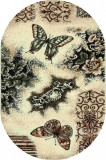 Cumpara ieftin Covor Oval Model Fluturi 1607-110, Marime 60 x 110 cm, Bej, Maro, Inaltime Fir 8 mm, Antialergic, Polipropilena, Living, Dormitor, Sufragerie, Birou