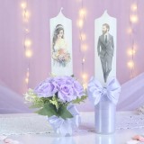 Set 2 Lumanari pentru Nunta cu Flori si Fundita - LN41