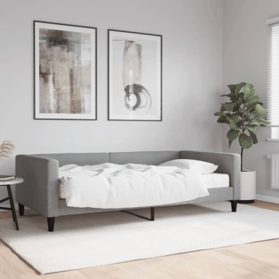 vidaXL Pat de zi cu saltea, gri deschis, 100x200 cm, textil 3196565 foto