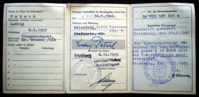 O.182 GERMANIA RFG CARTE DE IDENTITATE PENTRU PERSOANE STRAMUTATE SI REFUGIATI 1955 foto