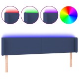 Cumpara ieftin Tablie de pat cu LED, albastru, 203x16x78/88 cm, textil