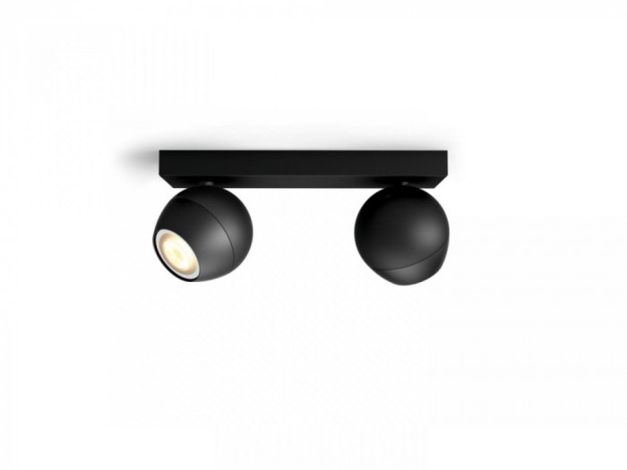 Spot LED Dublu Philips Hue Buckram, Bluetooth, 2xGU10, 2x5W, 700 lm, lumina