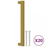 Manere de dulap, 20 buc., auriu, 192 mm, otel inoxidabil